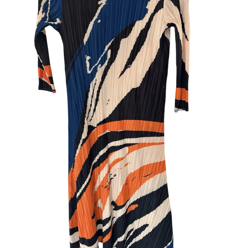 New with Tags Kelly Obi New York Orange Blue‎ Accordion Stretch Party Midi Dress - Picture 5 of 9
